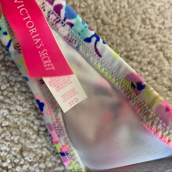 Victoria’s Secret neon multicoloured bandeau bikini top Sz 32D(m/L/8) - Picture 6 of 9